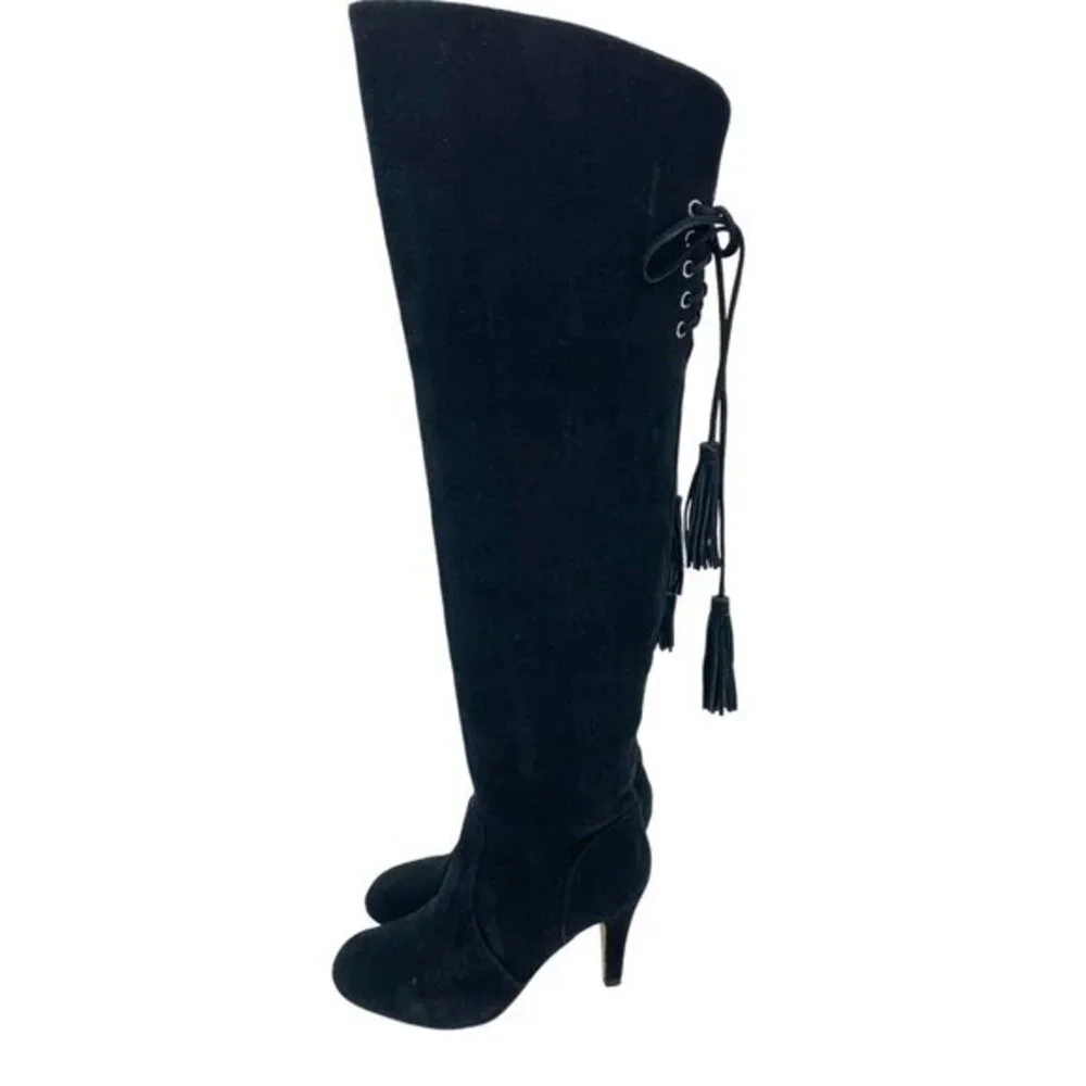 Vince Camuto Cherline Black Suede Leather Over the Knee Boots SZ 6 New